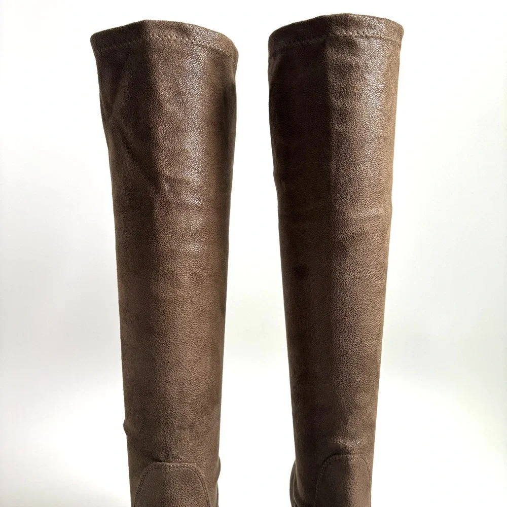 Donald J Pliner Suede Leather Knee High Boots Kitten Heels Sock Pull On Sz 10M